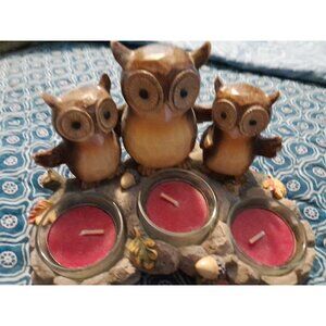 Yankee Candle Triple Owl 3 Piece Candle Set Preowned Good Condition